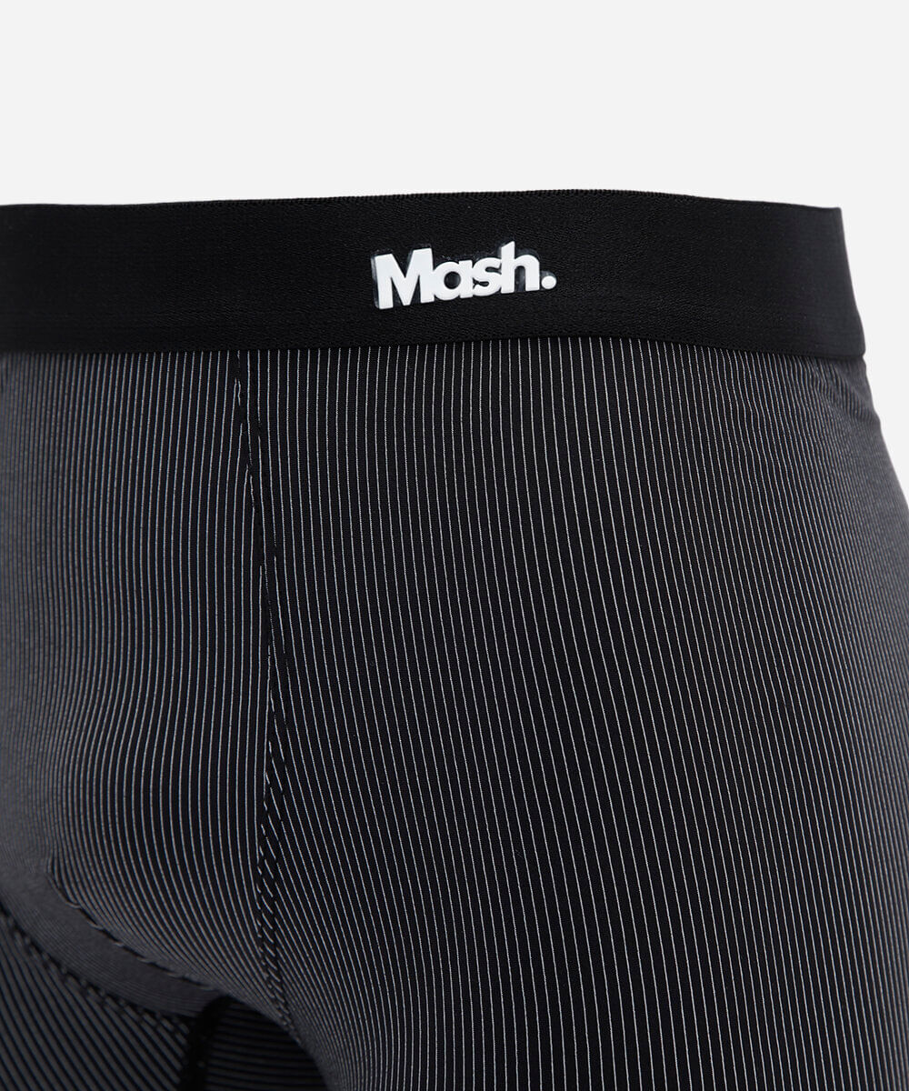 cueca boxer masculina de poliamida listrada mash preta