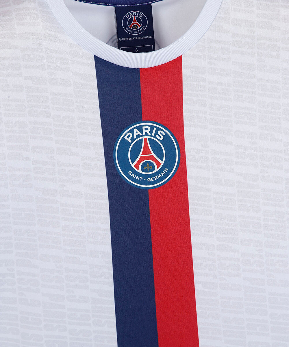 camiseta infantil manga curta paris saint germain off white