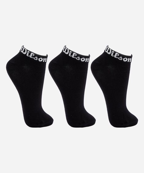 kit de 3 meias sapatilha wilson preto
