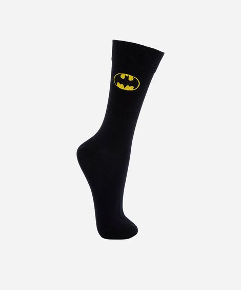 meia cano alto com bordado batman preta