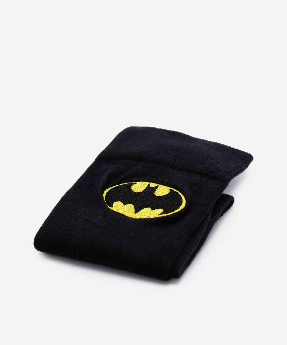meia cano alto com bordado batman preta