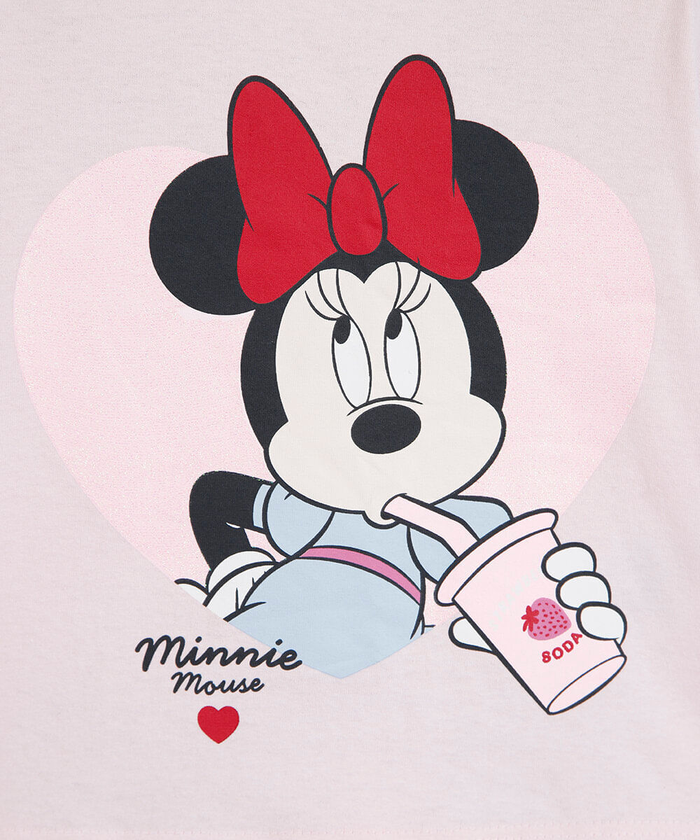 conjunto curto infantil de algodão minnie colorido