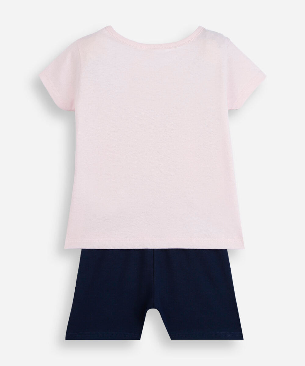 conjunto curto infantil de algodão minnie colorido