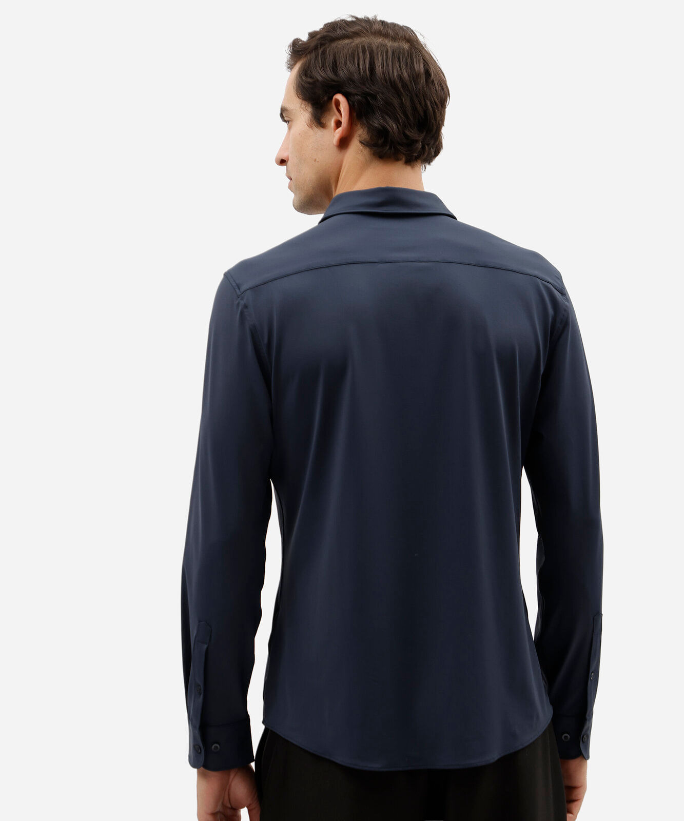 camisa slim fit masculina de poliamida manga longa azul