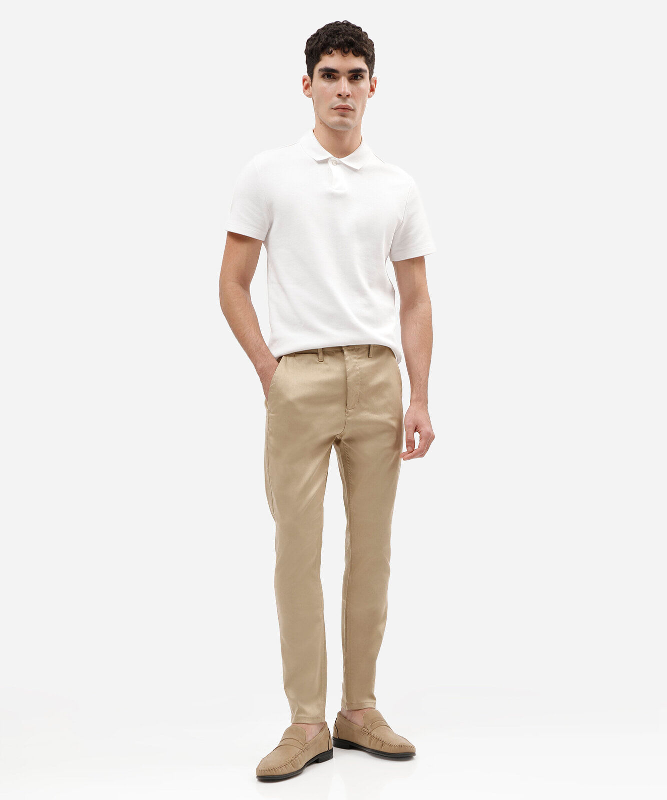 calça chino carrot de alfaiataria masculina cinza