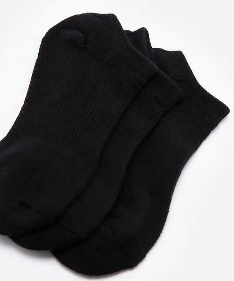 kit 3 pares de meia sapatilha masculina de algodão preto