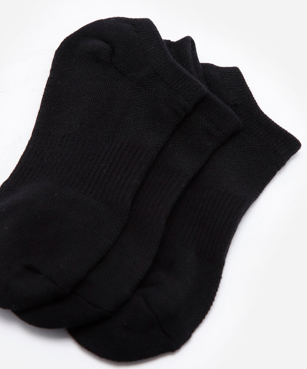 kit 3 pares de meia sapatilha masculina de algodão preto