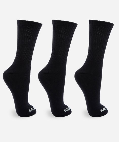 kit de 3 meias cano alto mash preto