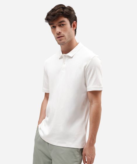 polo masculina de algodão peruano manga curta branca