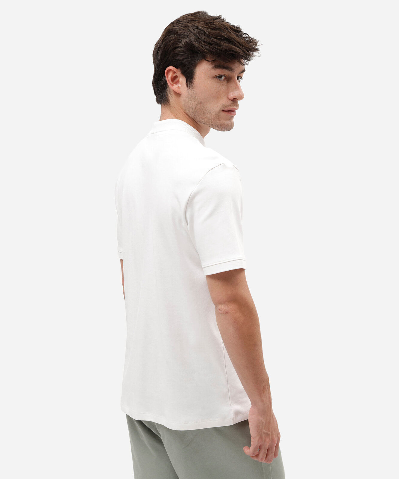 polo masculina de algodão peruano manga curta branca
