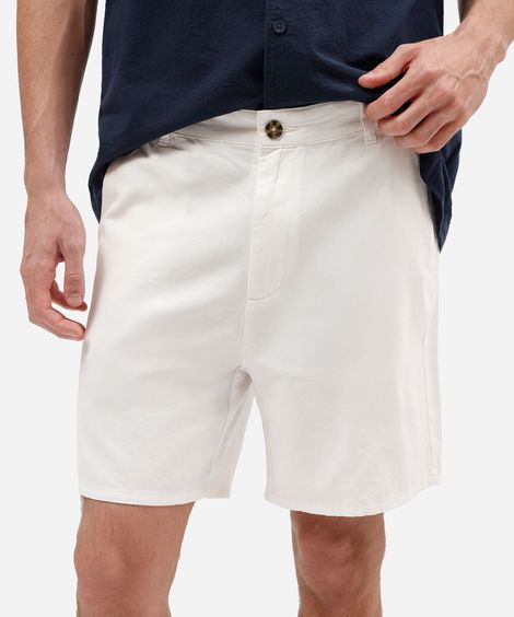 bermuda slim de alfaiataria masculina de sarja branca