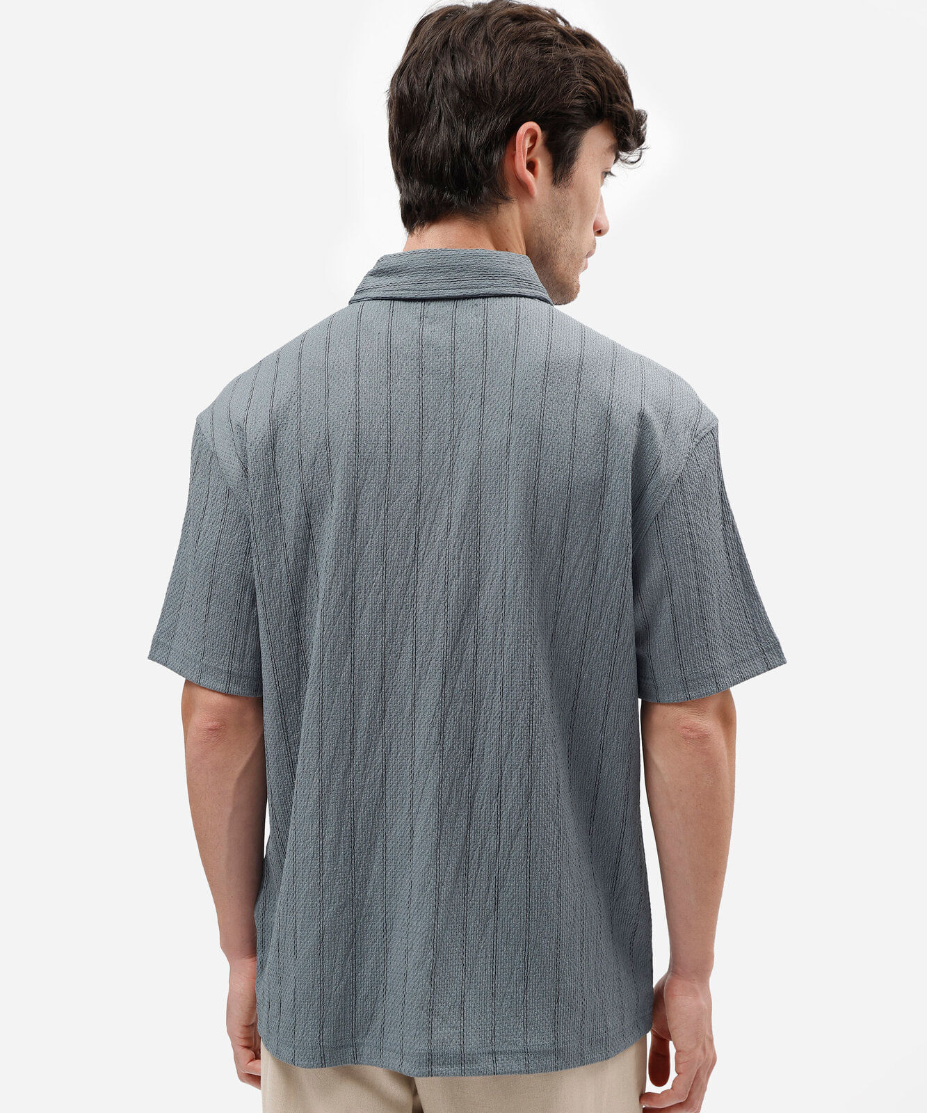camisa masculina manga curta listras azul