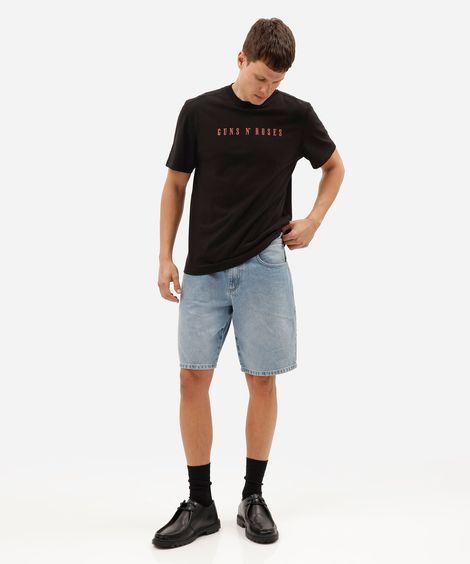 bermuda reta masculina jeans  azul
