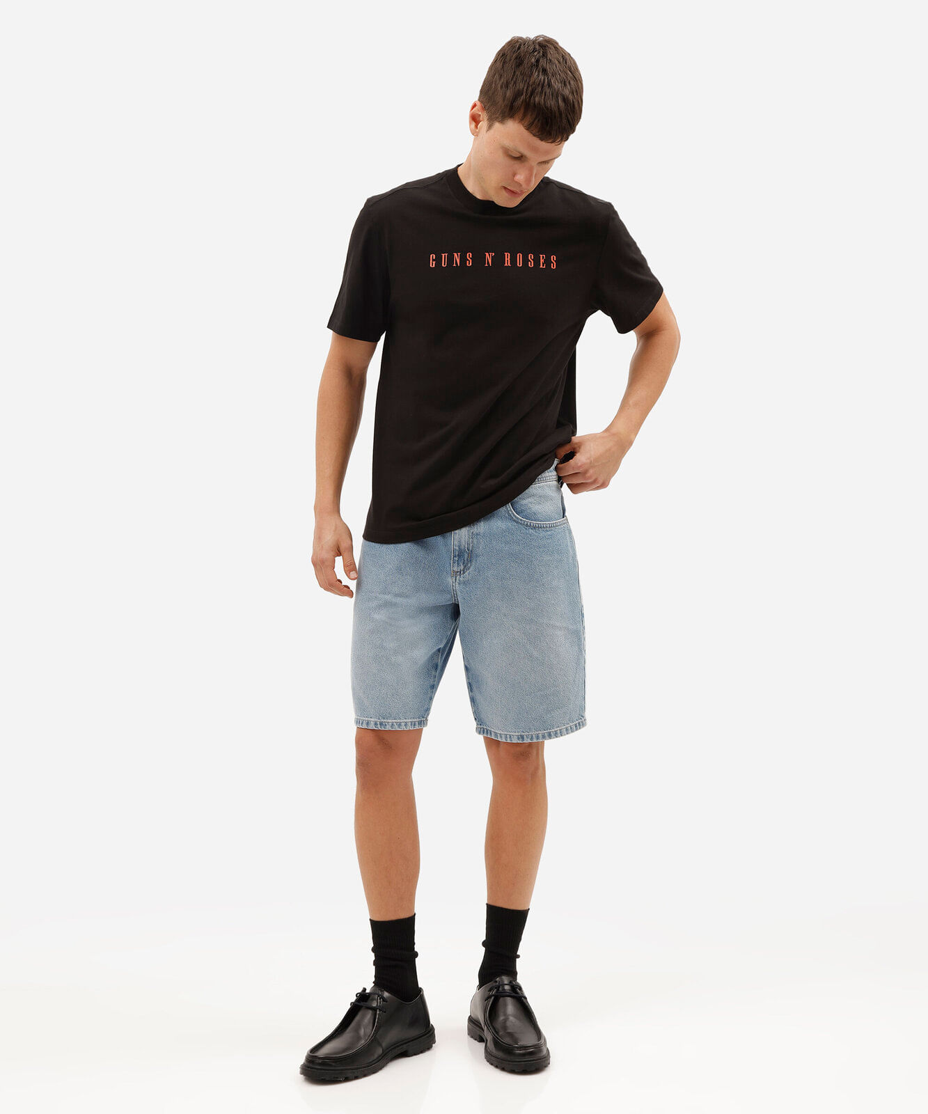 bermuda reta masculina jeans  azul