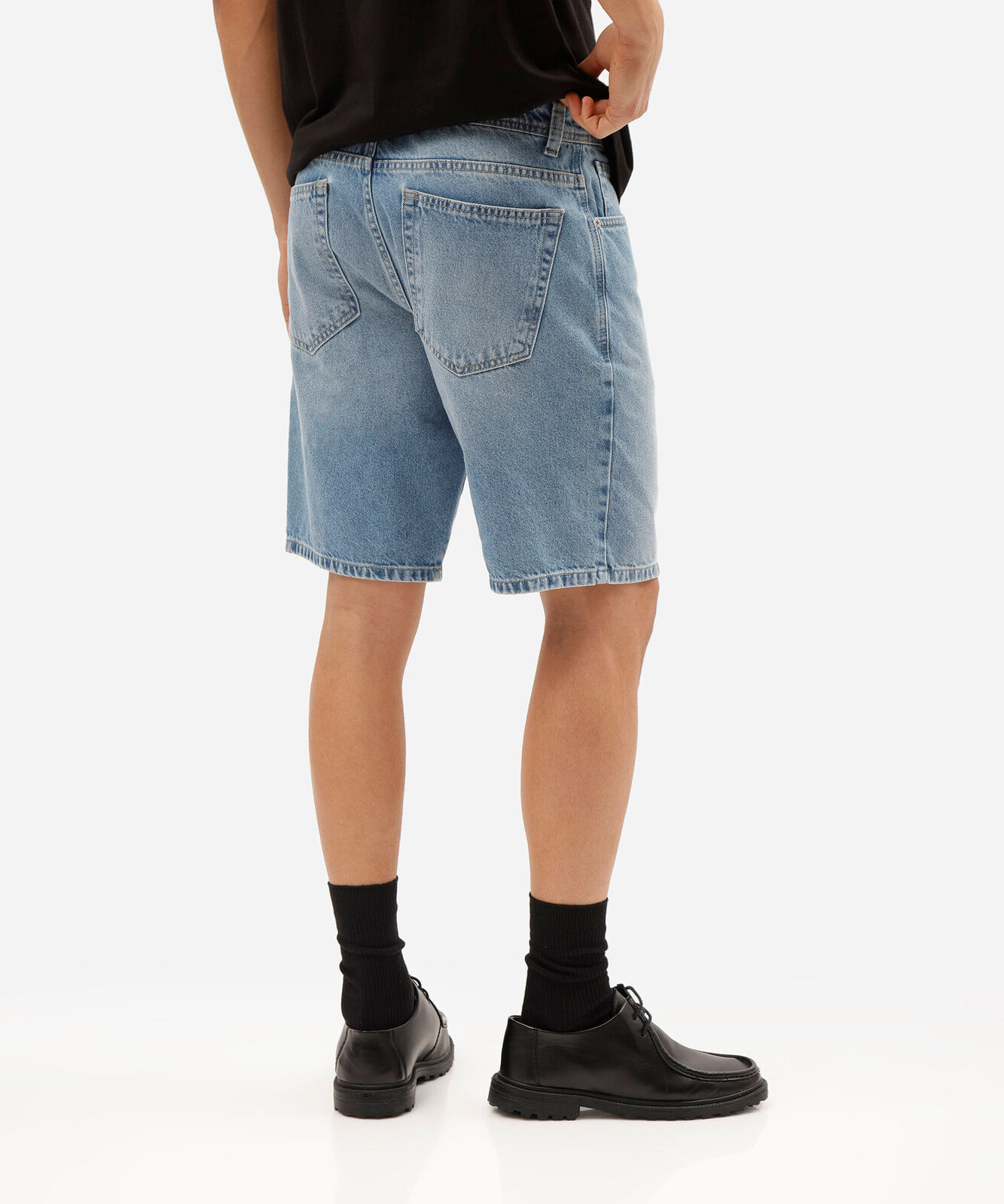 bermuda reta masculina jeans  azul