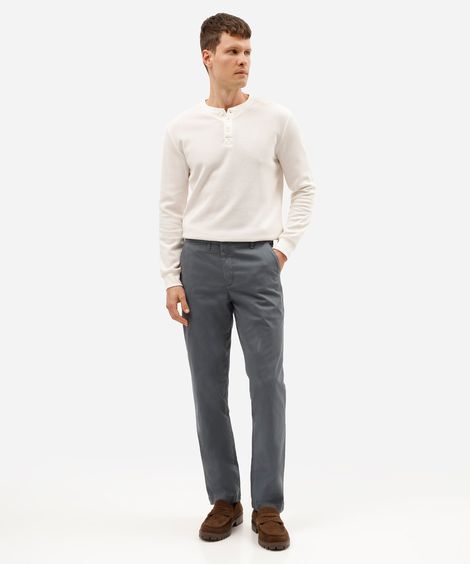 calça chino reta de sarja masculina azul