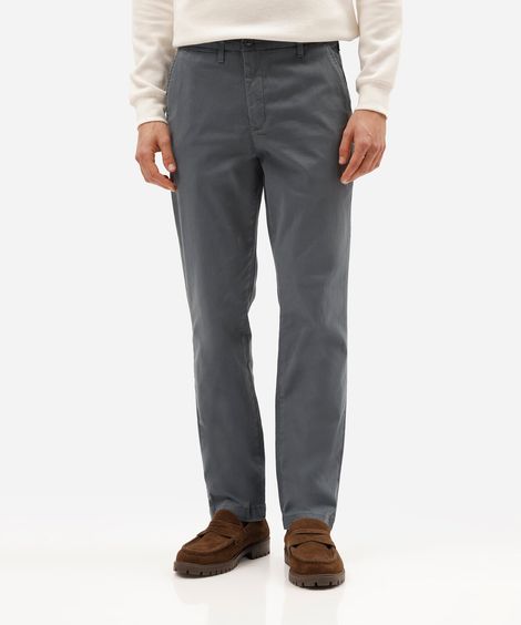 calça chino reta de sarja masculina azul