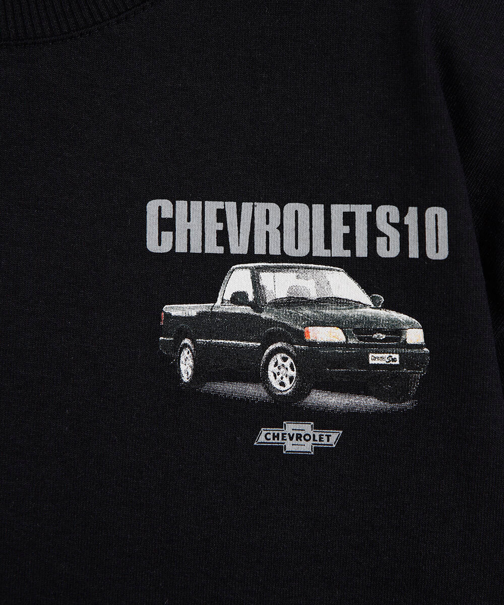 camiseta infantil de algodão manga curta chevrolet preta