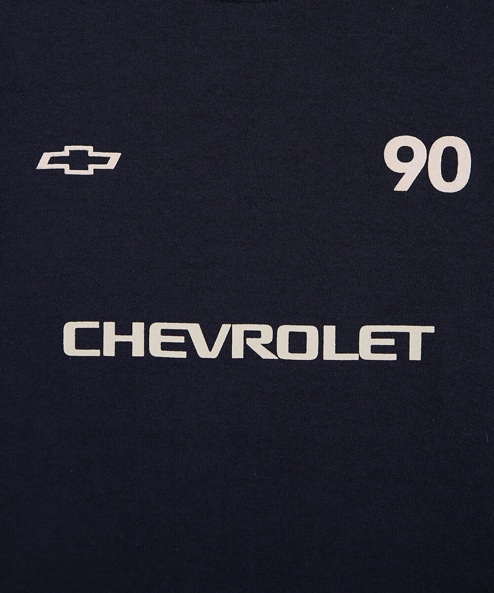 camiseta infantil de algodão manga curta chevrolet azul