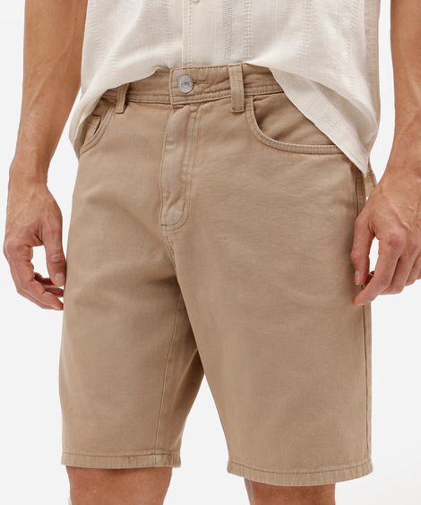 bermuda reta masculina de sarja bege