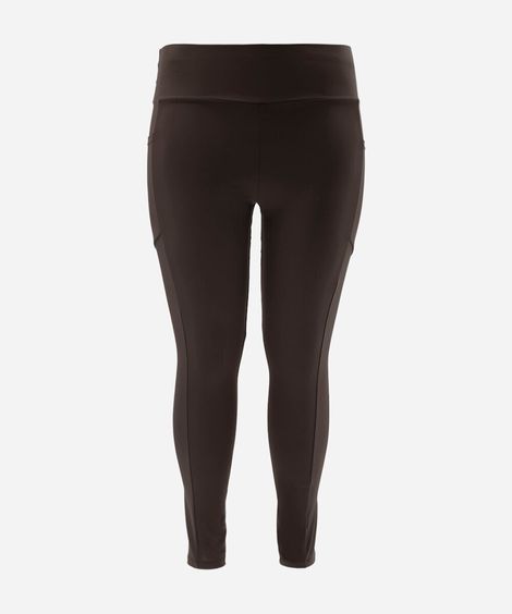 calça legging plus size com bolso esportiva marrom