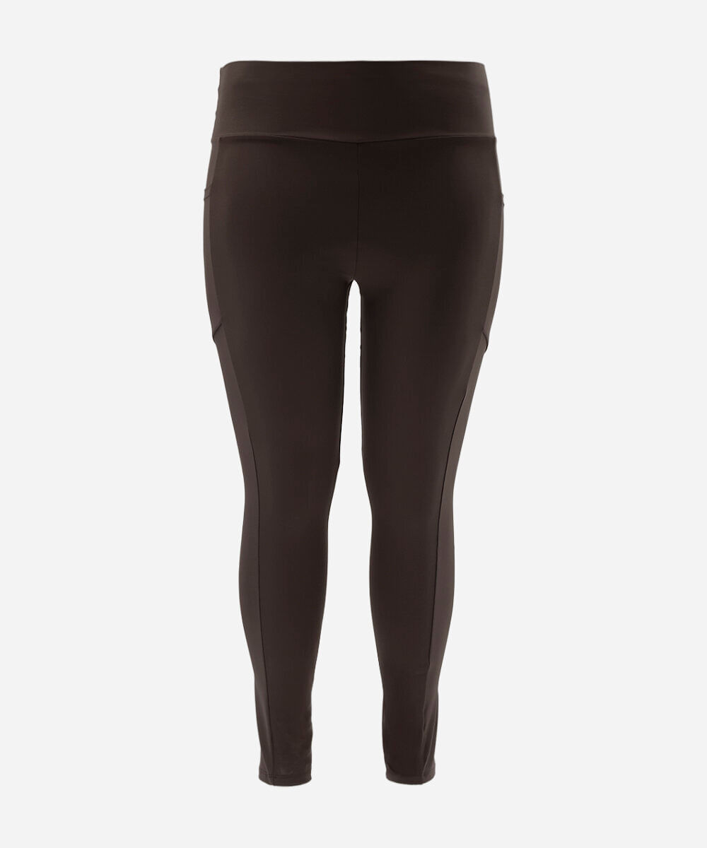 calça legging plus size com bolso esportiva marrom