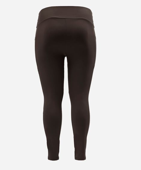 calça legging plus size com bolso esportiva marrom