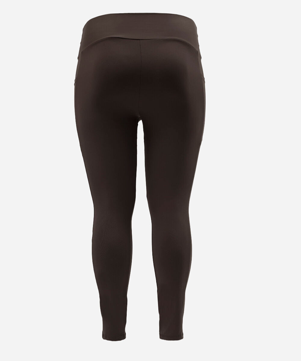 calça legging plus size com bolso esportiva marrom