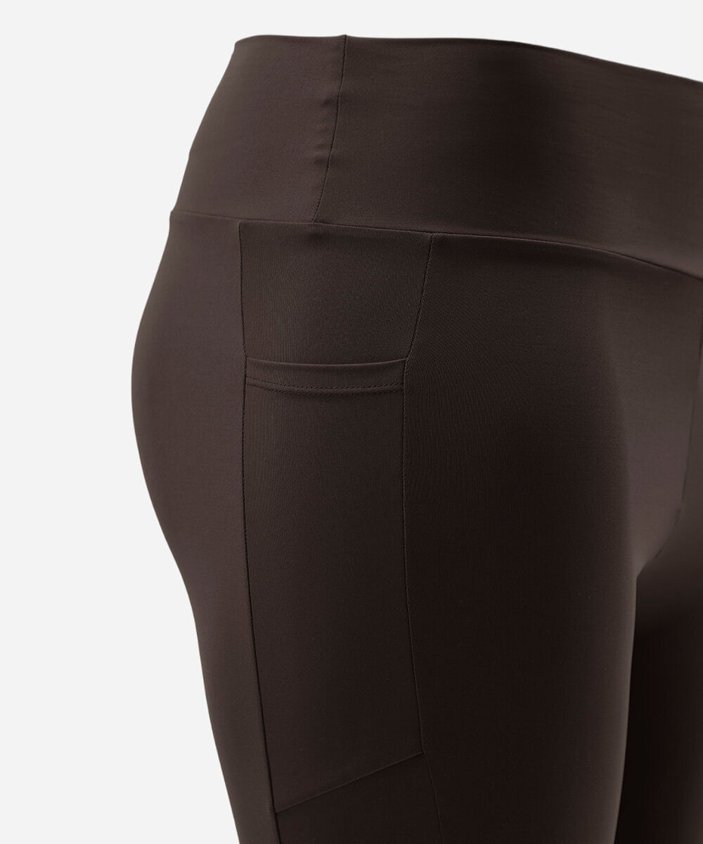 calça legging plus size com bolso esportiva marrom