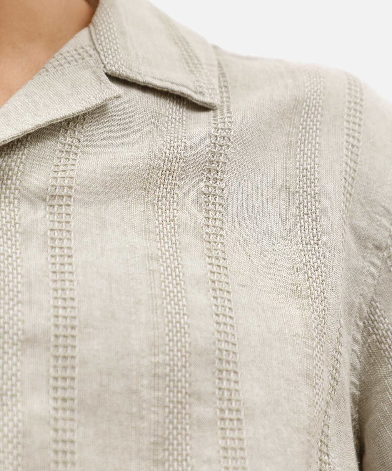 camisa masculina comfort de algodão com linho texturizada verde