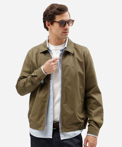 jaqueta masculina comfort com zíper e gola esporte verde