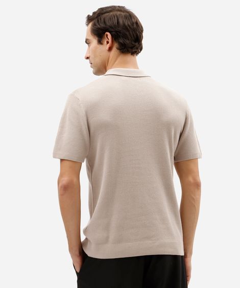 polo masculina de algodão manga curta texturizada bege