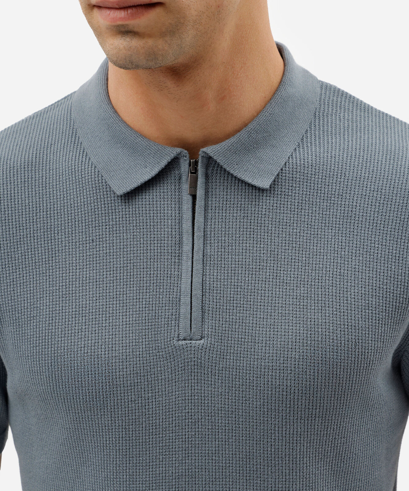 polo masculina de algodão manga curta texturizada azul