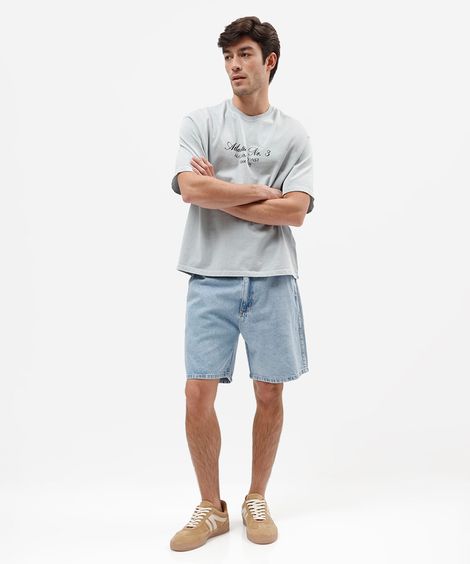 bermuda jeans masculina relaxed em algodão azul