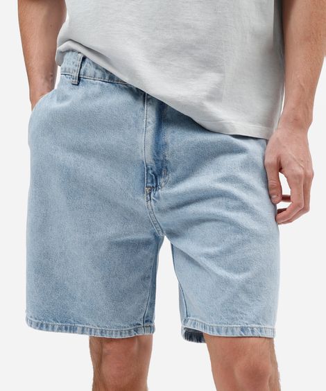 bermuda jeans masculina relaxed em algodão azul