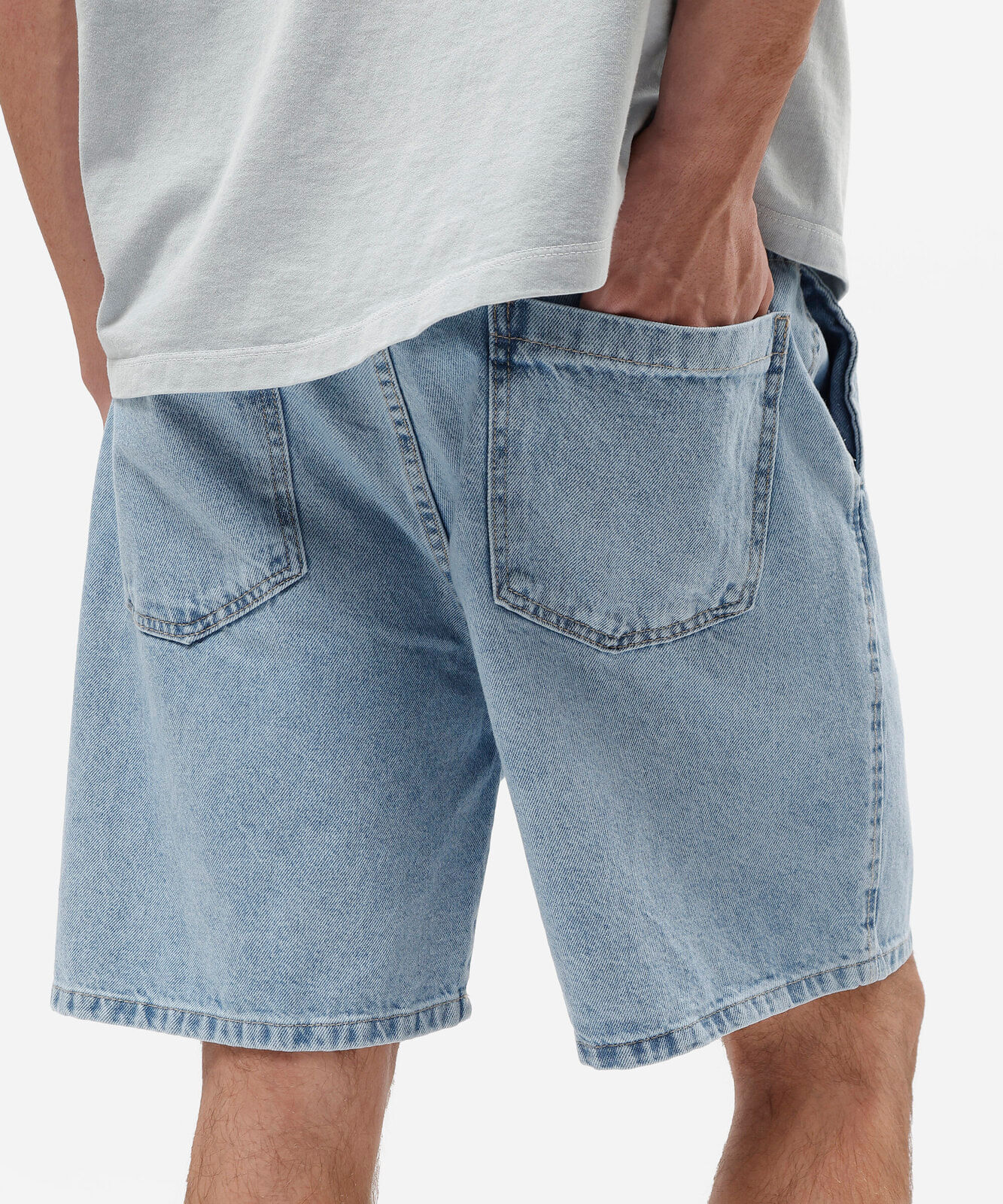 bermuda jeans masculina relaxed em algodão azul