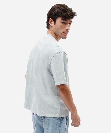 camiseta masculina box de algodão com estampa localizada azul