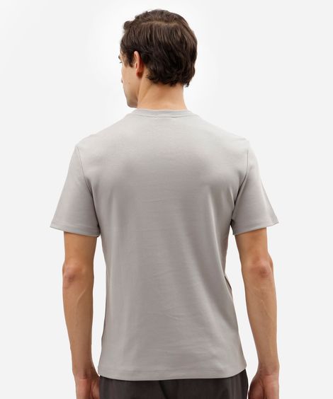 camiseta básica masculina slim de malha interlock cinza