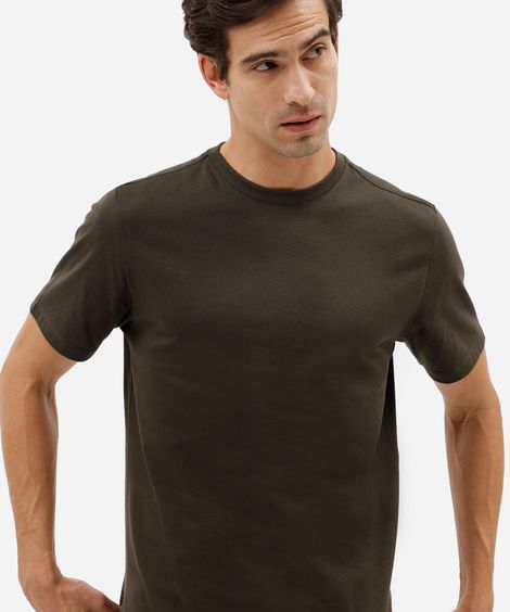 camiseta masculina básica comfort de malha verde