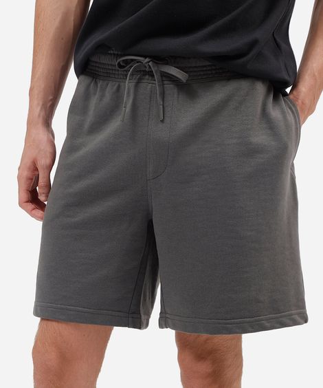 bermuda masculina de moletom relaxed com cós elástico cinza