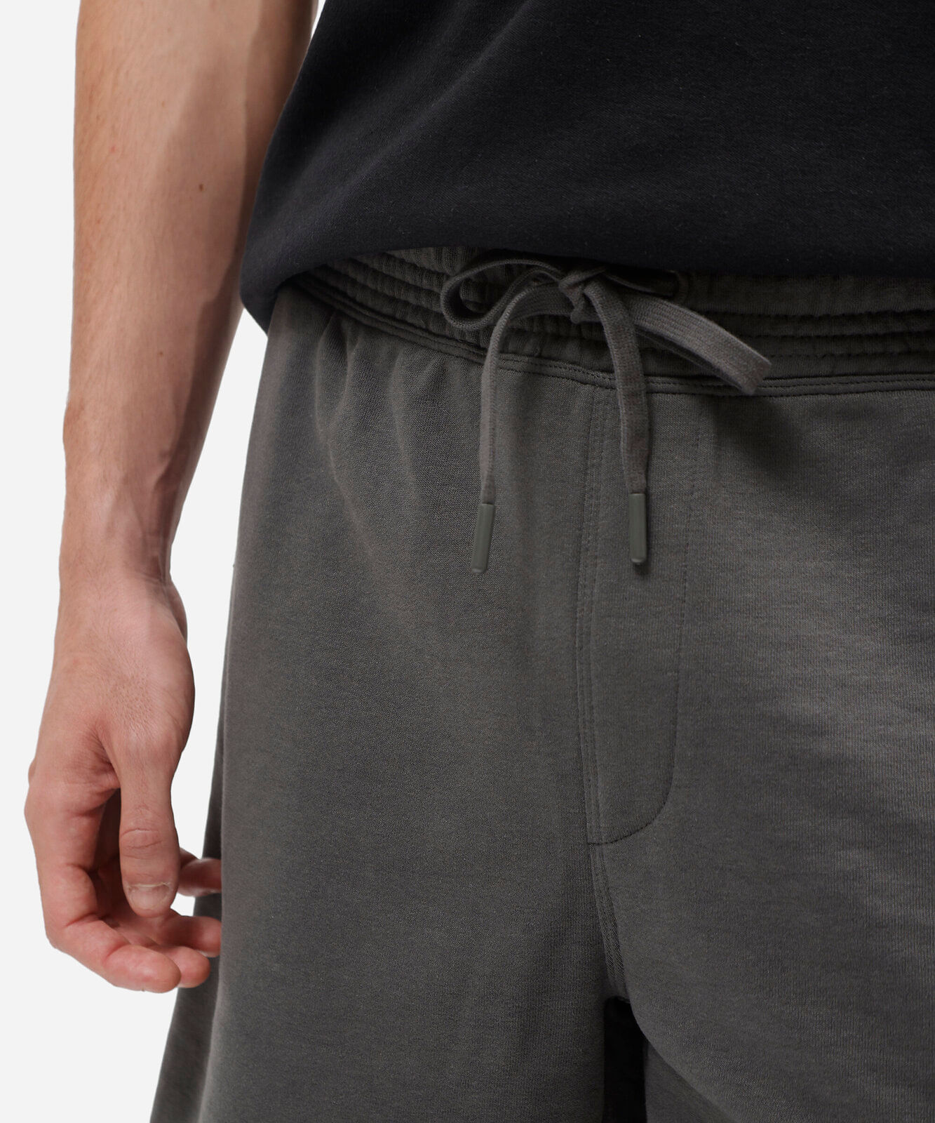 bermuda masculina de moletom relaxed com cós elástico cinza