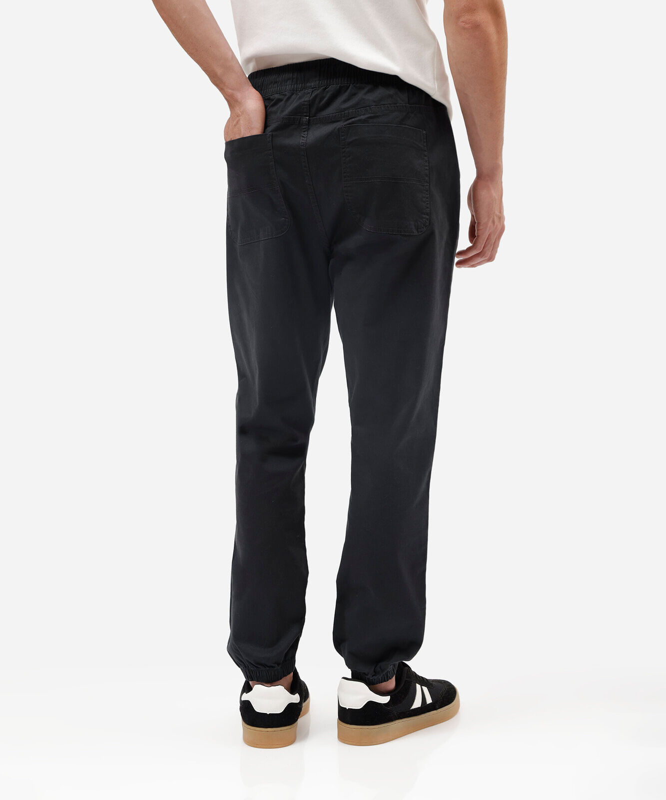 calça jogger masculina de sarja cós elástico preta