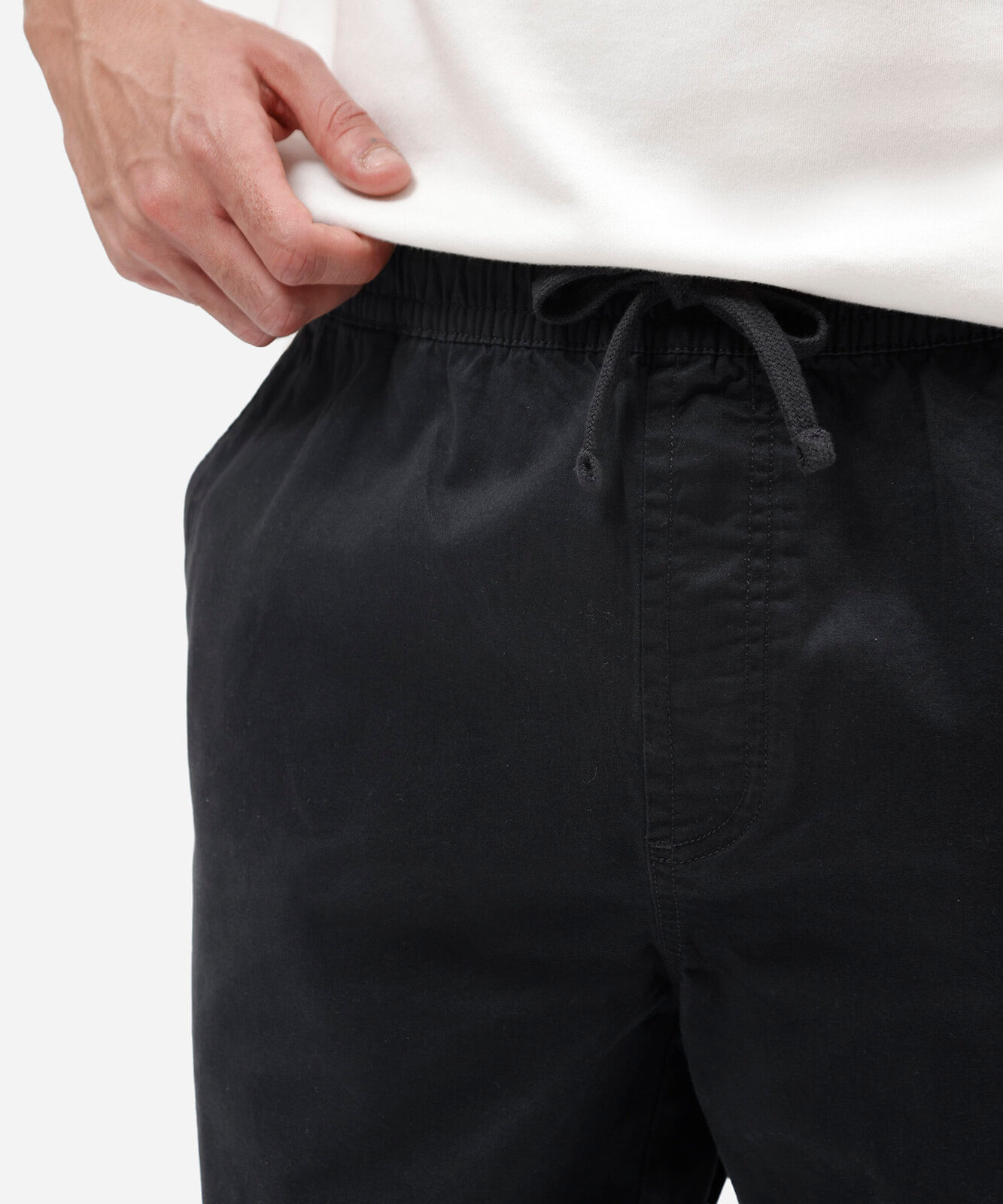 calça jogger masculina de sarja cós elástico preta