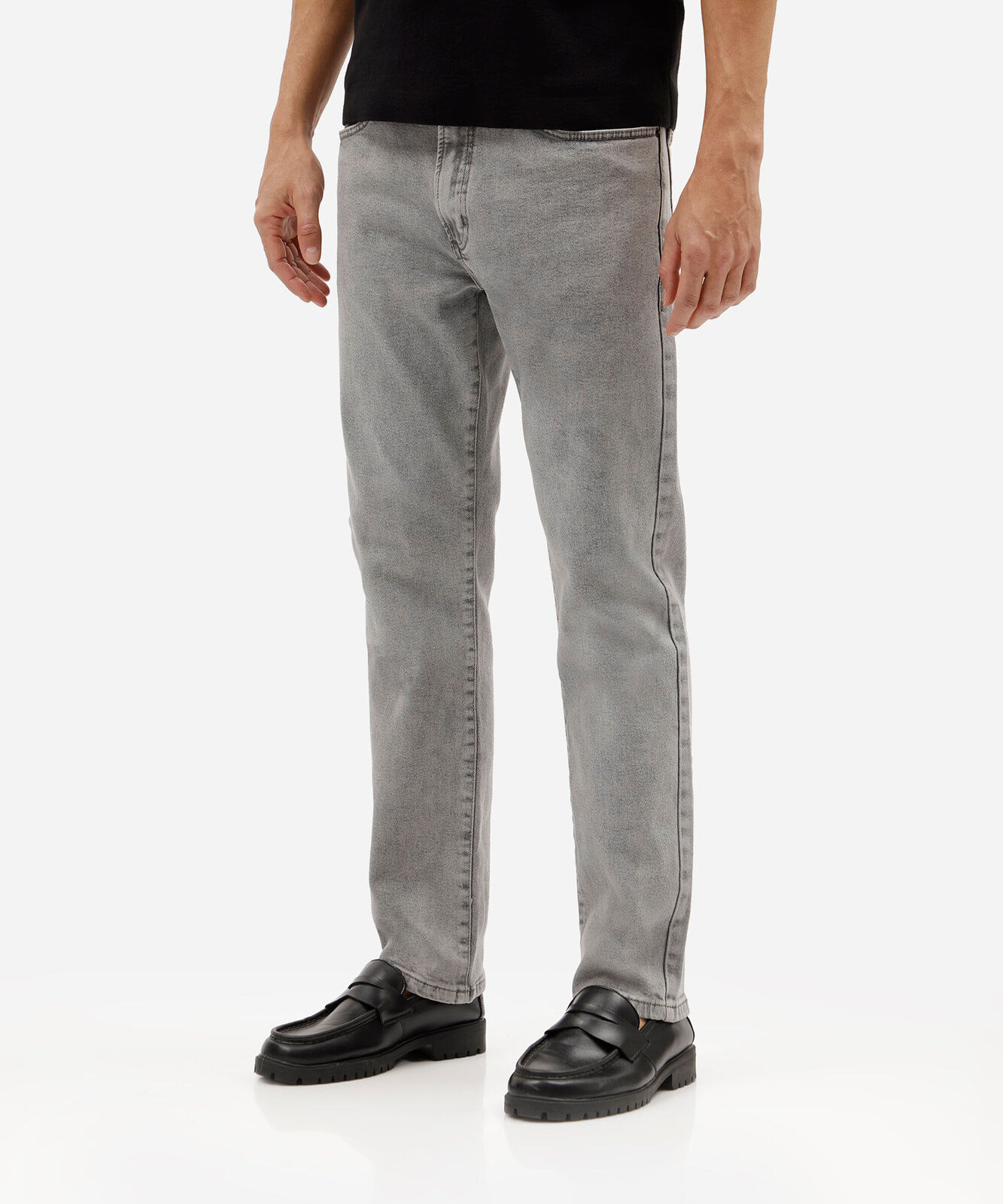calça slim masculina jeans estonada cinza