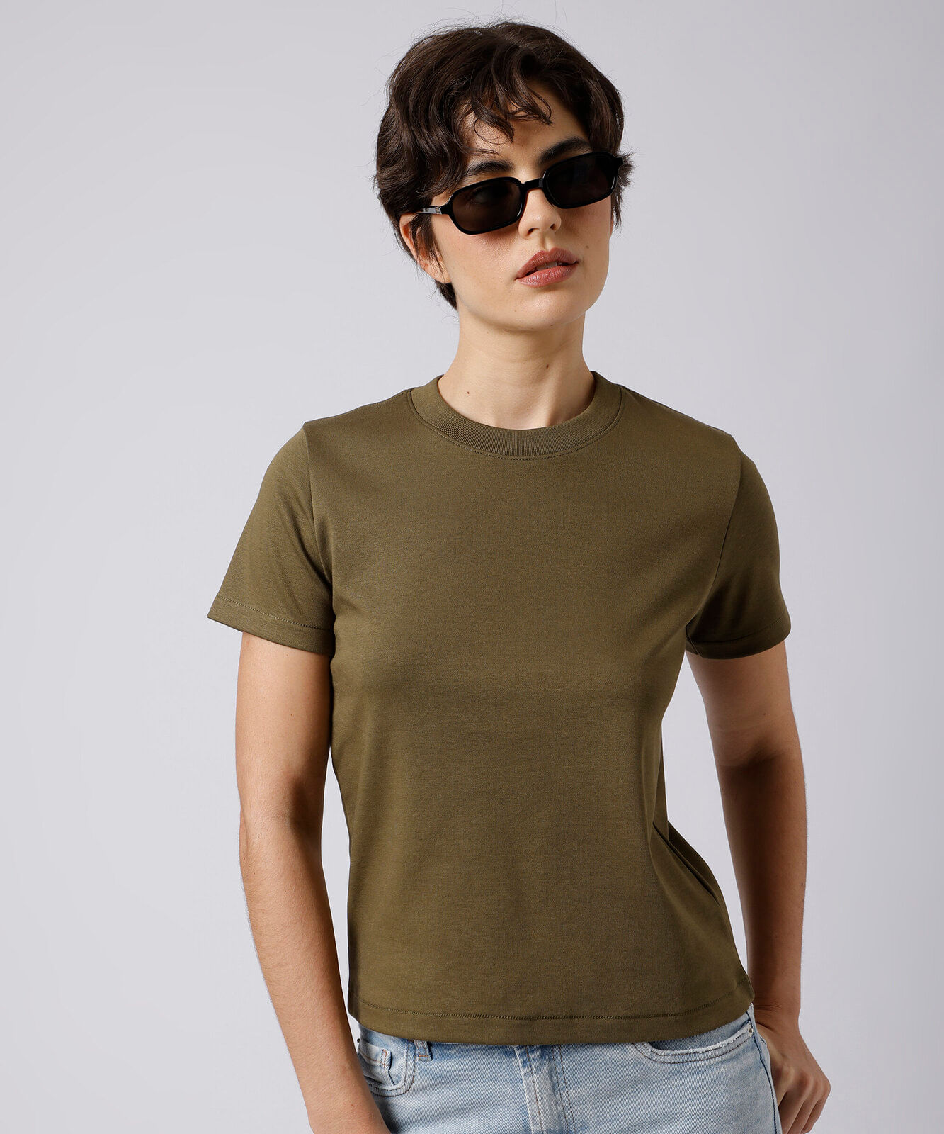 camiseta feminina de algodão slim mindset verde