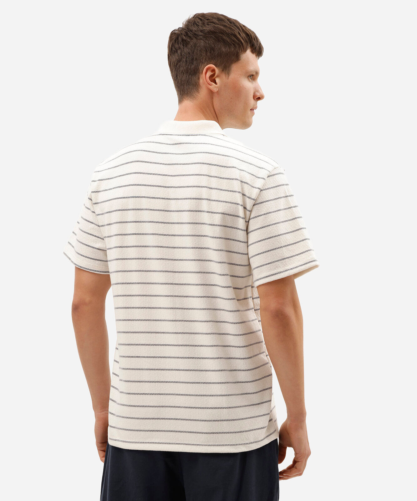 polo masculina com algodão manga curta listrada off white