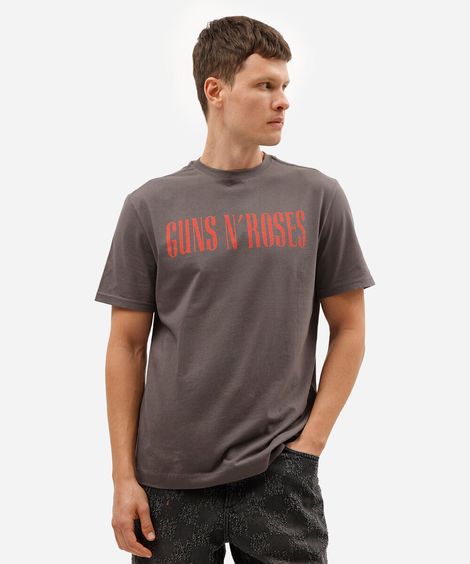 camiseta relaxed de algodão guns n roses cinza