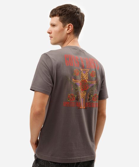 camiseta relaxed de algodão guns n roses cinza