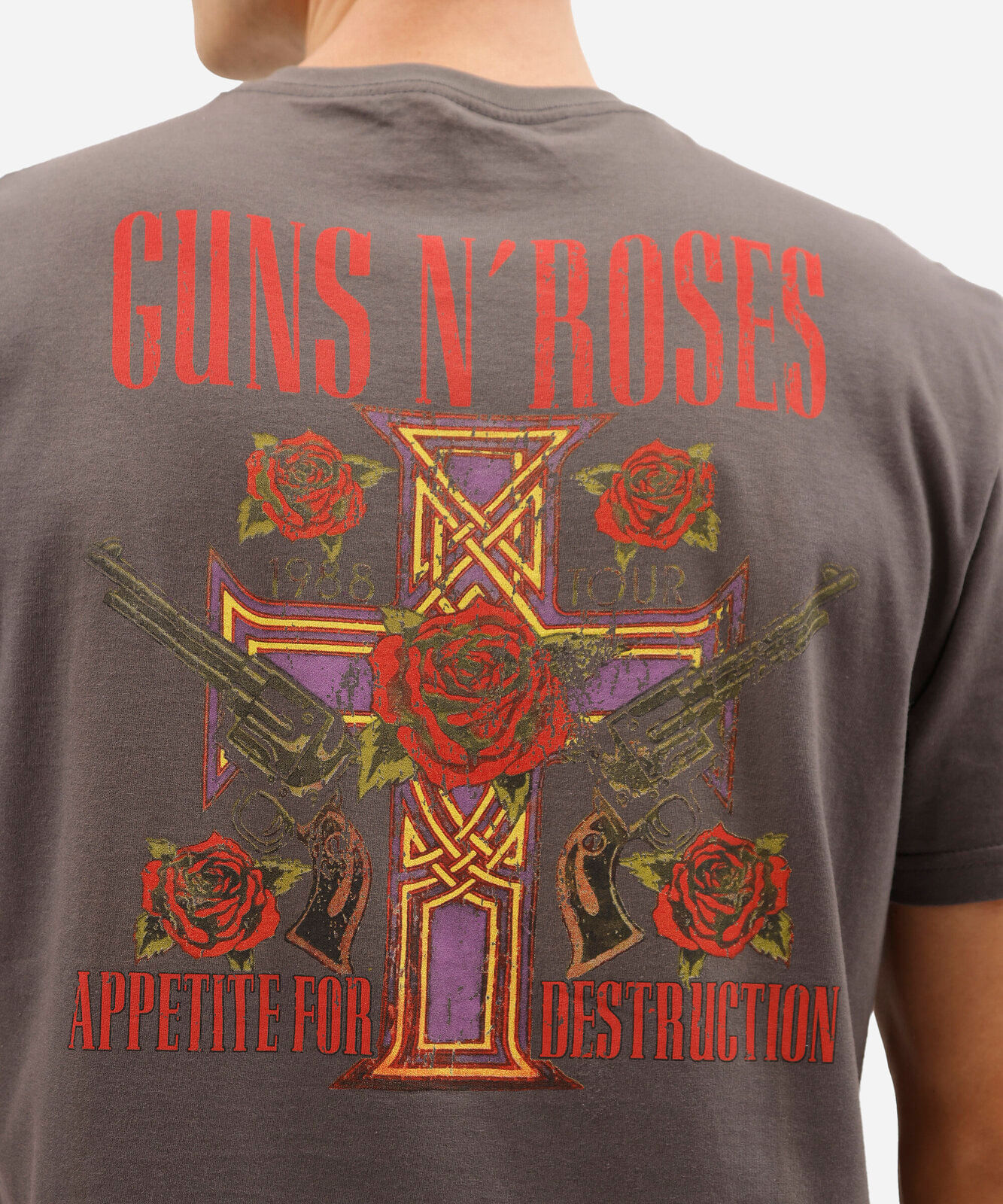 camiseta relaxed de algodão guns n roses cinza