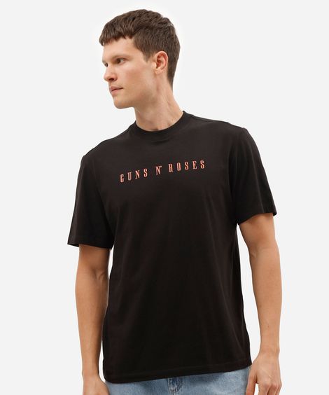 camiseta masculina de algodão guns n roses preta